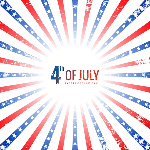 Happy 4th of july independence day on sunburst style background