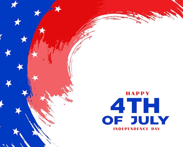7月の米国の幸せな4日は、ブラシストロークスタイルの独立記念日のデザインにフラグを立てます