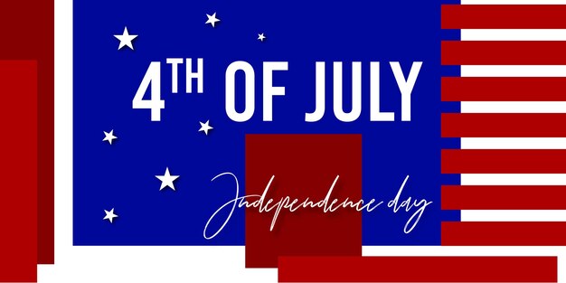 Happy 4th of July USA Independence Day Red Blue White Poster Banner Free Vector