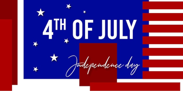 Happy 4th of July USA Independence Day Red Blue White Poster Banner Free Vector