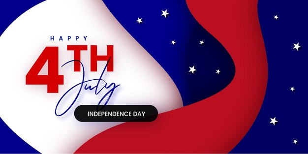 Free vector happy 4th of july usa independence day red blue white poster banner free vector