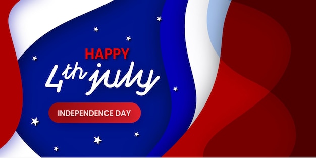 Happy 4th of July USA Independence Day Red Blue White Poster Banner Free Vector