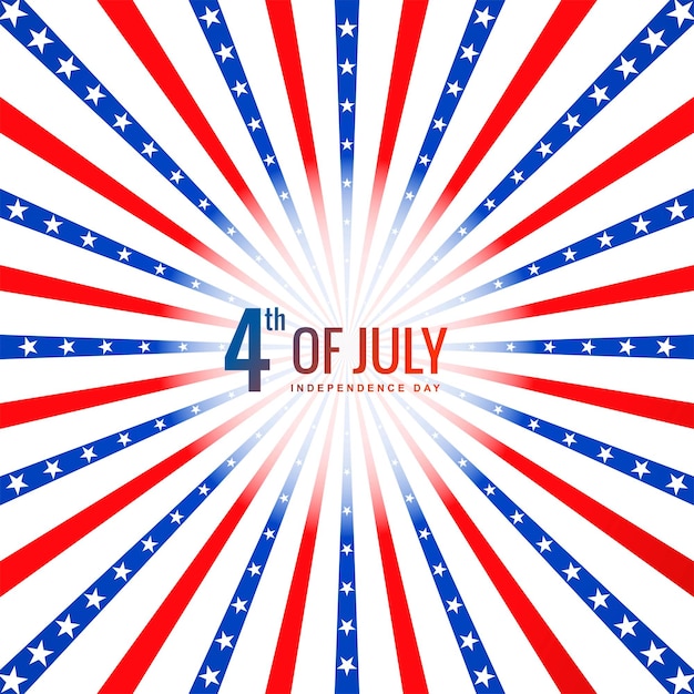 Бесплатное векторное изображение С днем независимости 4 июля на фоне солнечных лучей