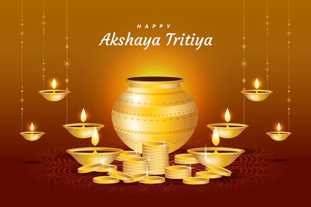 Happy akshaya tritiya with abundance symbols