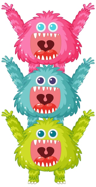 Free vector happy alien monsters and friends cartoon characters