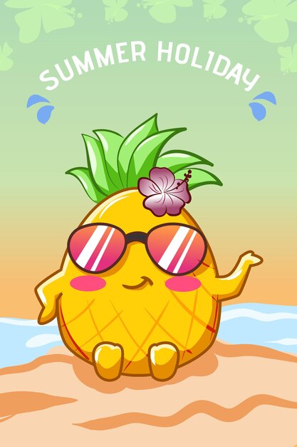 かわいい夏のキャラクターコレクション 無料のベクター