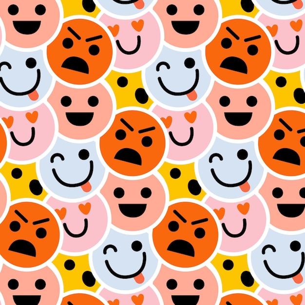 Happy and angry emoticons pattern template