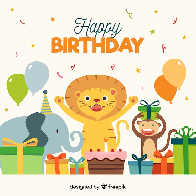 Happy animals birthday background