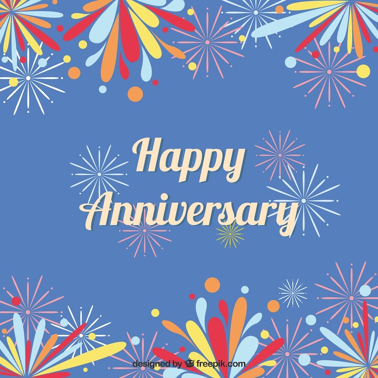 Free Vector happy anniversary background with colorful sparks