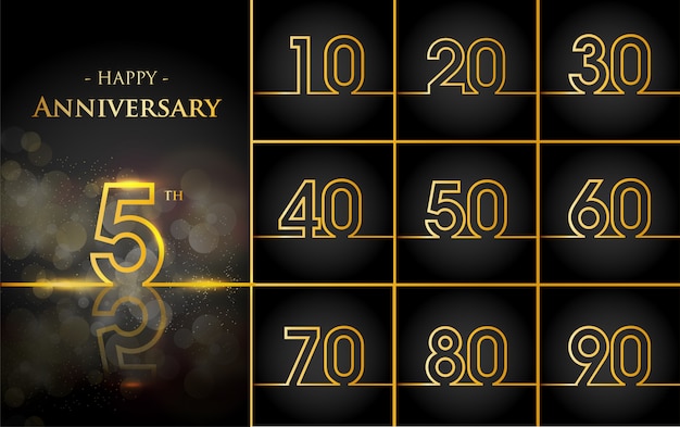 Free vector happy anniversary background with gold lines