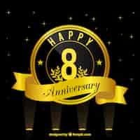 Free vector happy anniversary card in golden style