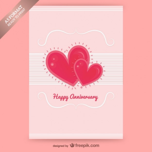 Free Vector happy anniversary card with hearts
