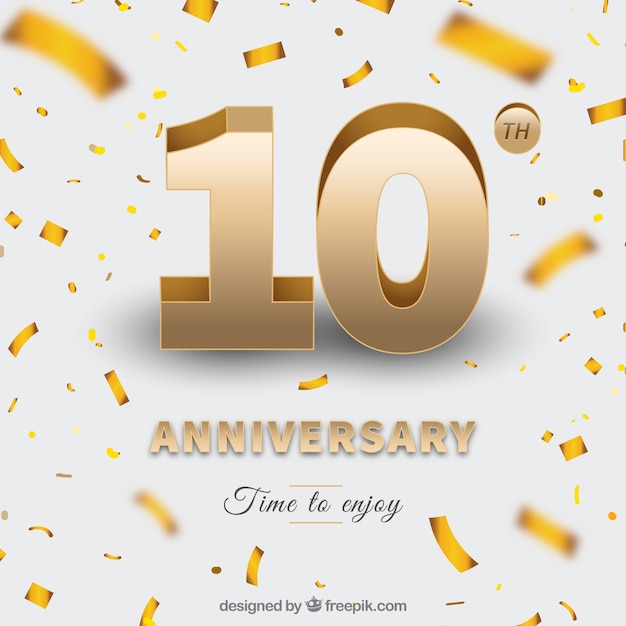 Free vector happy anniversary with numbers in golden style