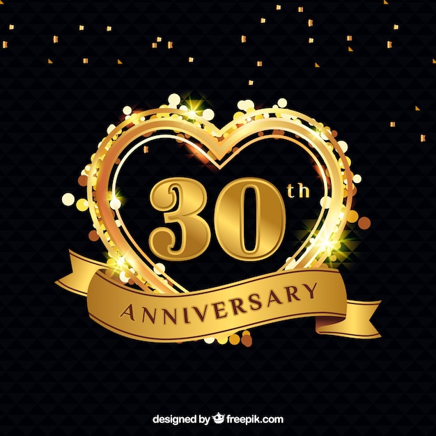 Free vector happy anniversary with numbers in golden style