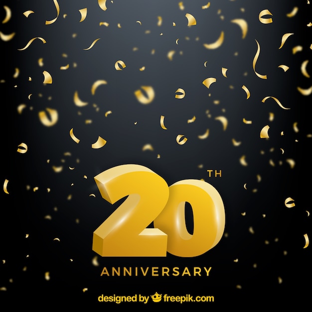 Free vector happy anniversary with numbers in golden style