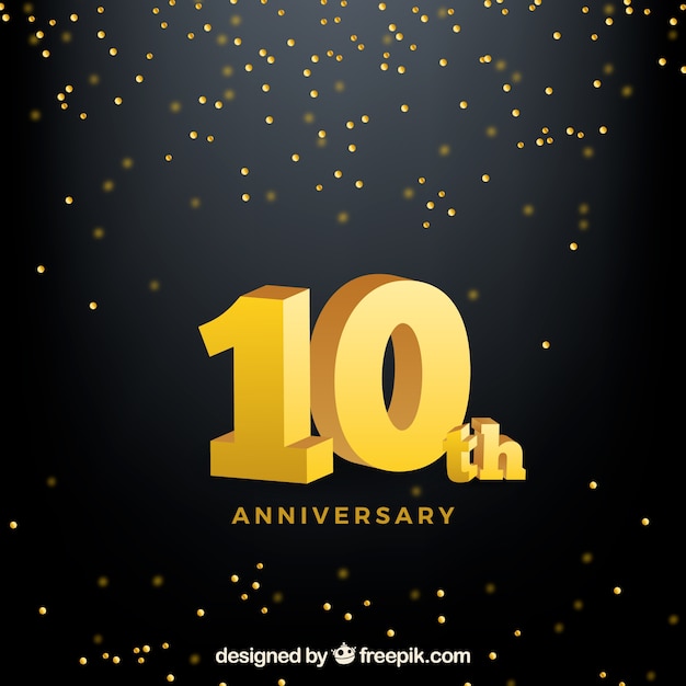 Free vector happy anniversary with numbers in golden style