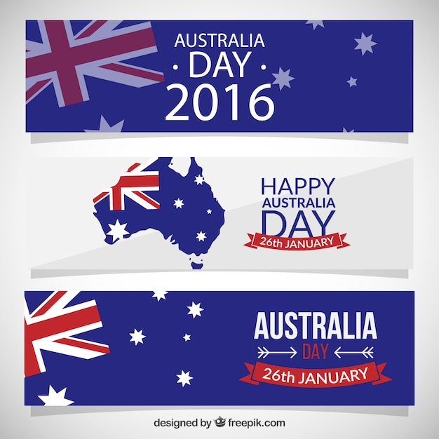 Free vector happy australia day banners pack