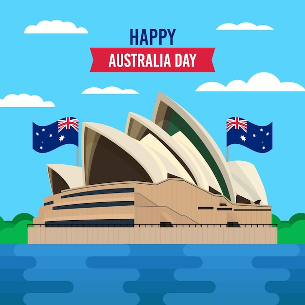 Happy australia day celebration with flag