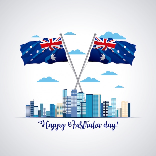 Free vector happy australia day celebration