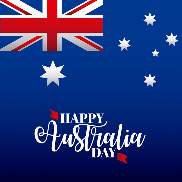 Happy Australia Day with flag