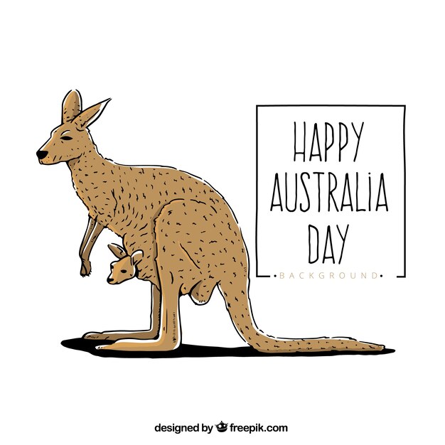 Счастливый день Австралии с кенгуру
