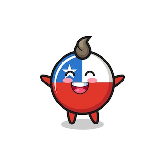 Happy baby chile flag badge cartoon character , cute style design for t shirt, sticker, logo element