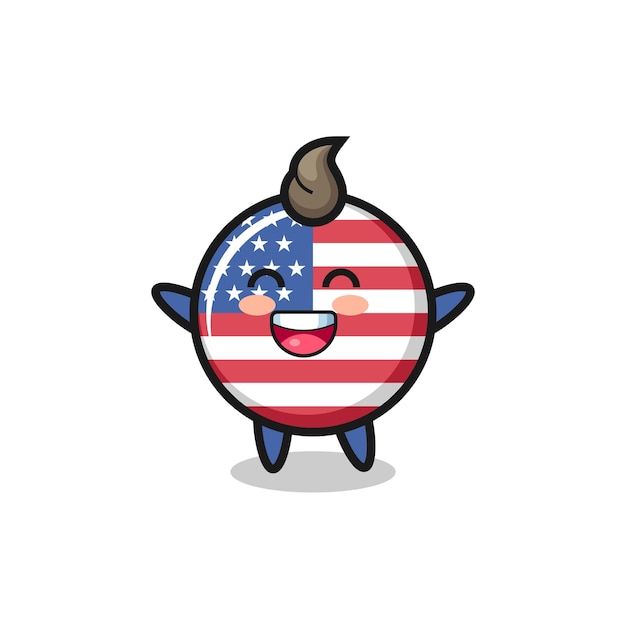 Happy baby united states flag badge cartoon character , cute style design for t shirt, sticker, logo element Premium Vector