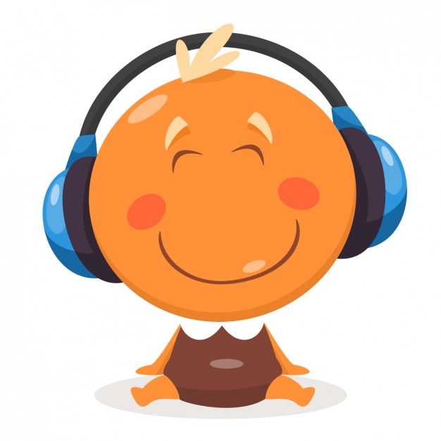 Free vector happy baby with headphones