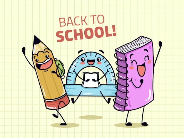 Free vector happy back to school accessories vector