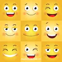 Free vector happy background with nine different emoticons