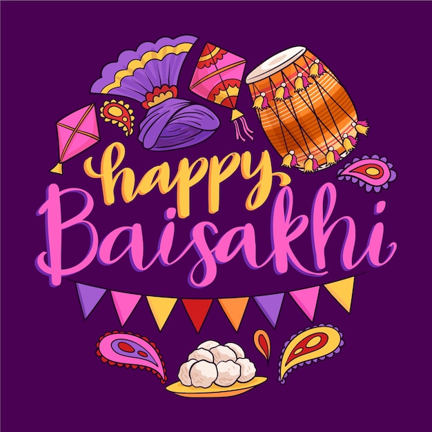 Free vector happy baisakhi event celebration