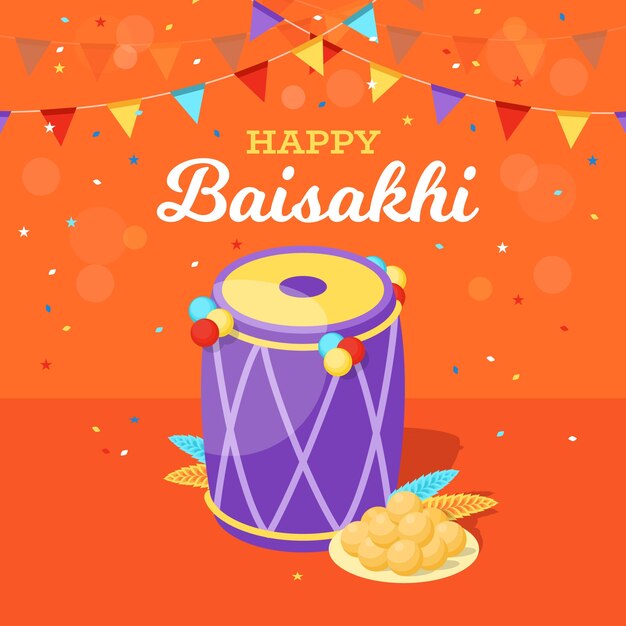 Happy baisakhi in flat design