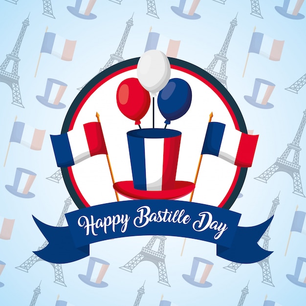 Free vector happy bastille day