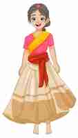 Free vector happy beautiful woman in indian traditional dress