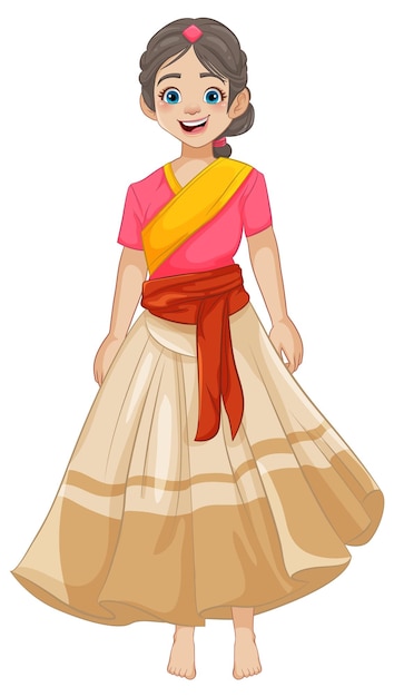 Free Vector happy beautiful woman in indian traditional dress