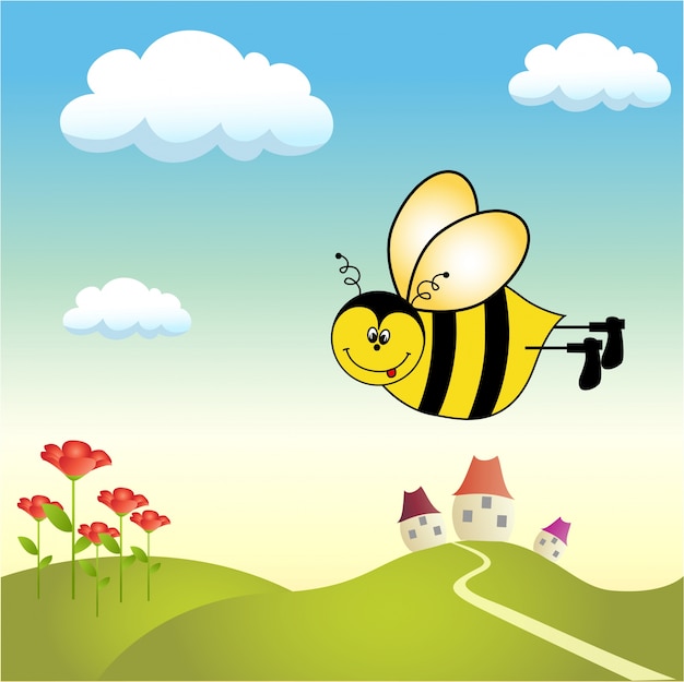 Бесплатное векторное изображение Счастливая пчела