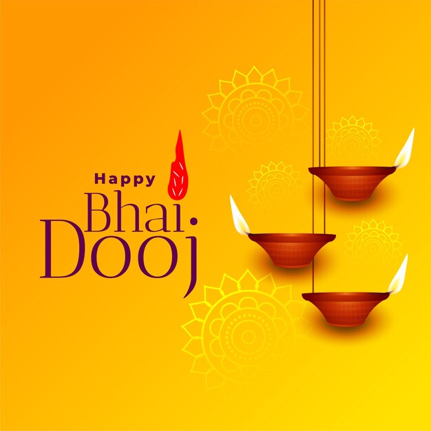 Happy bhai dooj beautiful yellow greeting card