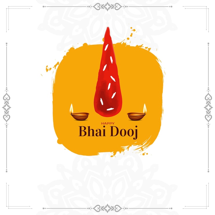 मुफ़्त वेक्टर happy bhai dooj festival celebration card with tilak design vector