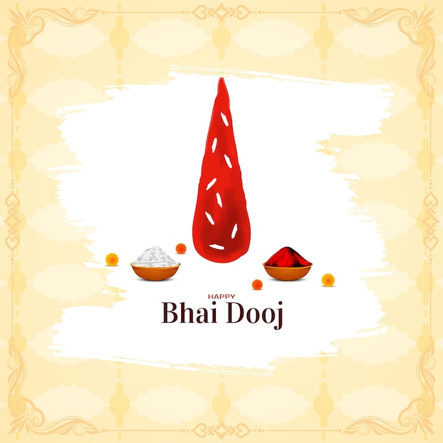 Happy Bhai Dooj hindu cultural festival celebration card vector