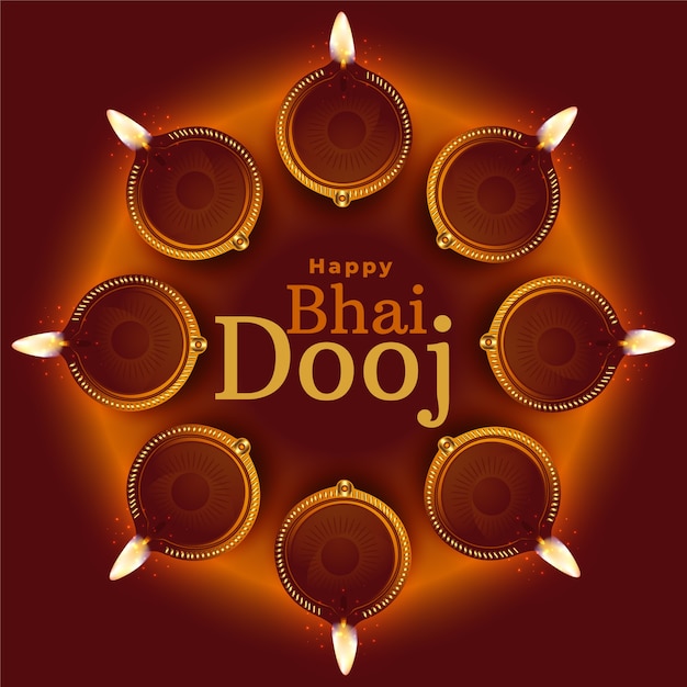 Happy bhai dooj traditional diya decoration background vector