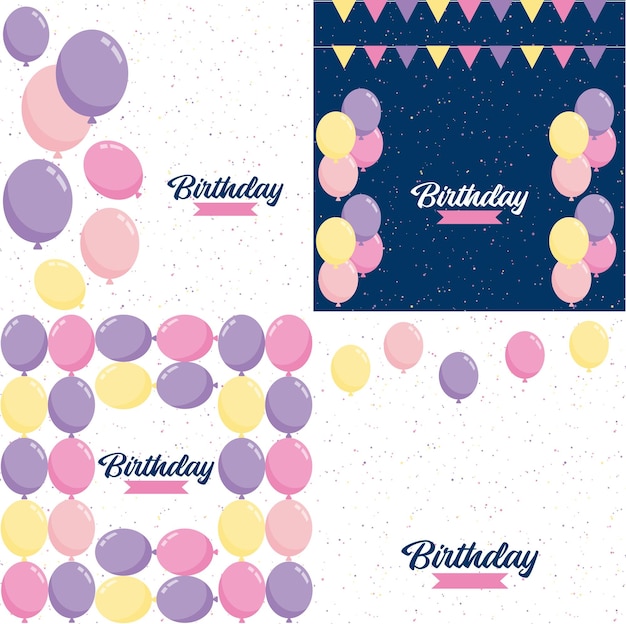 Free Vector | Happy birthday announcement poster flyer and greeting ...