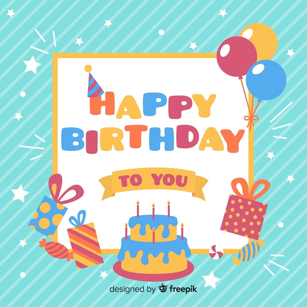 Free Vector happy birthday background in flat style