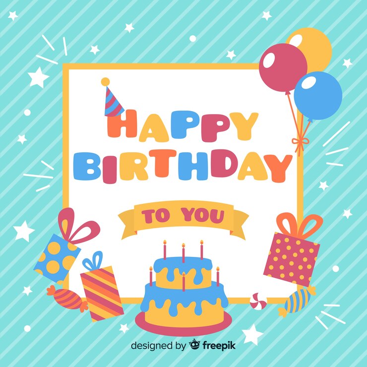 무료 Vector 평면 스타일의 생일 축하 배경
