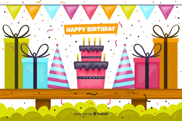 Free vector happy birthday background in flat style