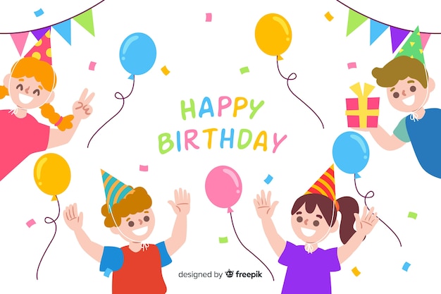 Free vector happy birthday background in hand drawn style