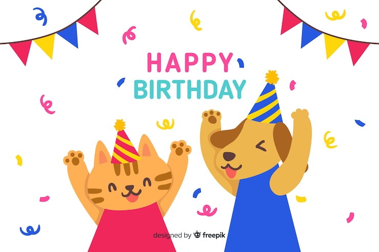 무료 Vector 생일 축하 배경 손에 그려진 스타일