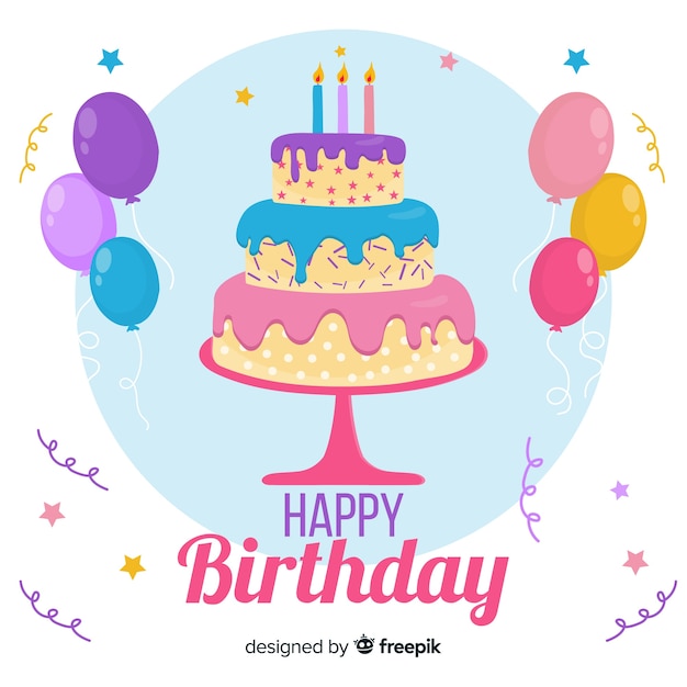 Free vector happy birthday background in hand drawn style