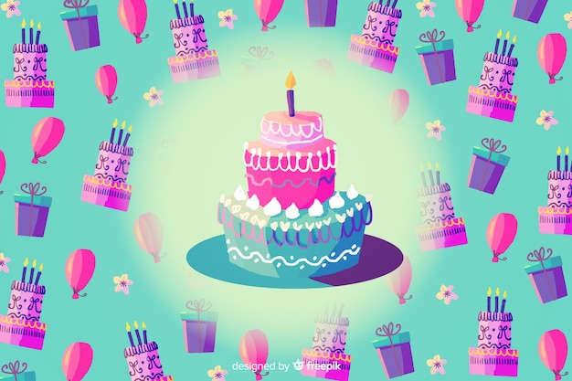 Free vector happy birthday background in watercolor style