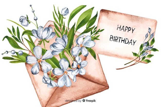 Free vector happy birthday background in watercolor style