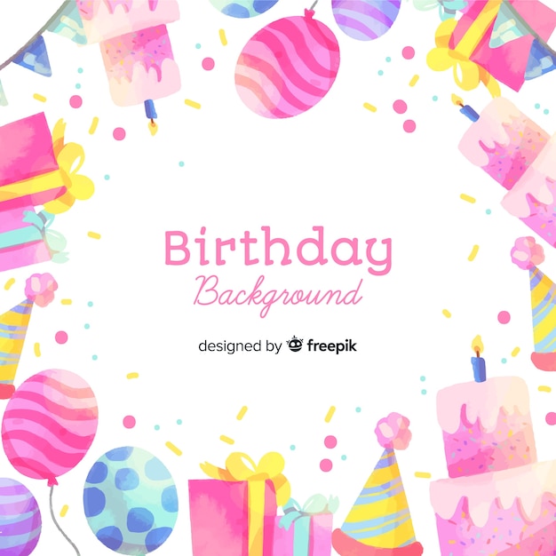 Free vector happy birthday background in watercolor style